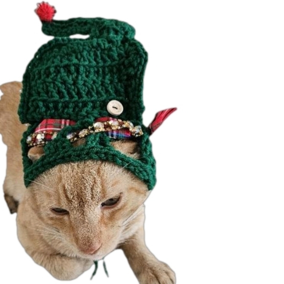 Hand Crafted Christmas Pet Hat Handmade Knit Hat Cats Dogs Puppies Small Pets - Picture 4 of 16